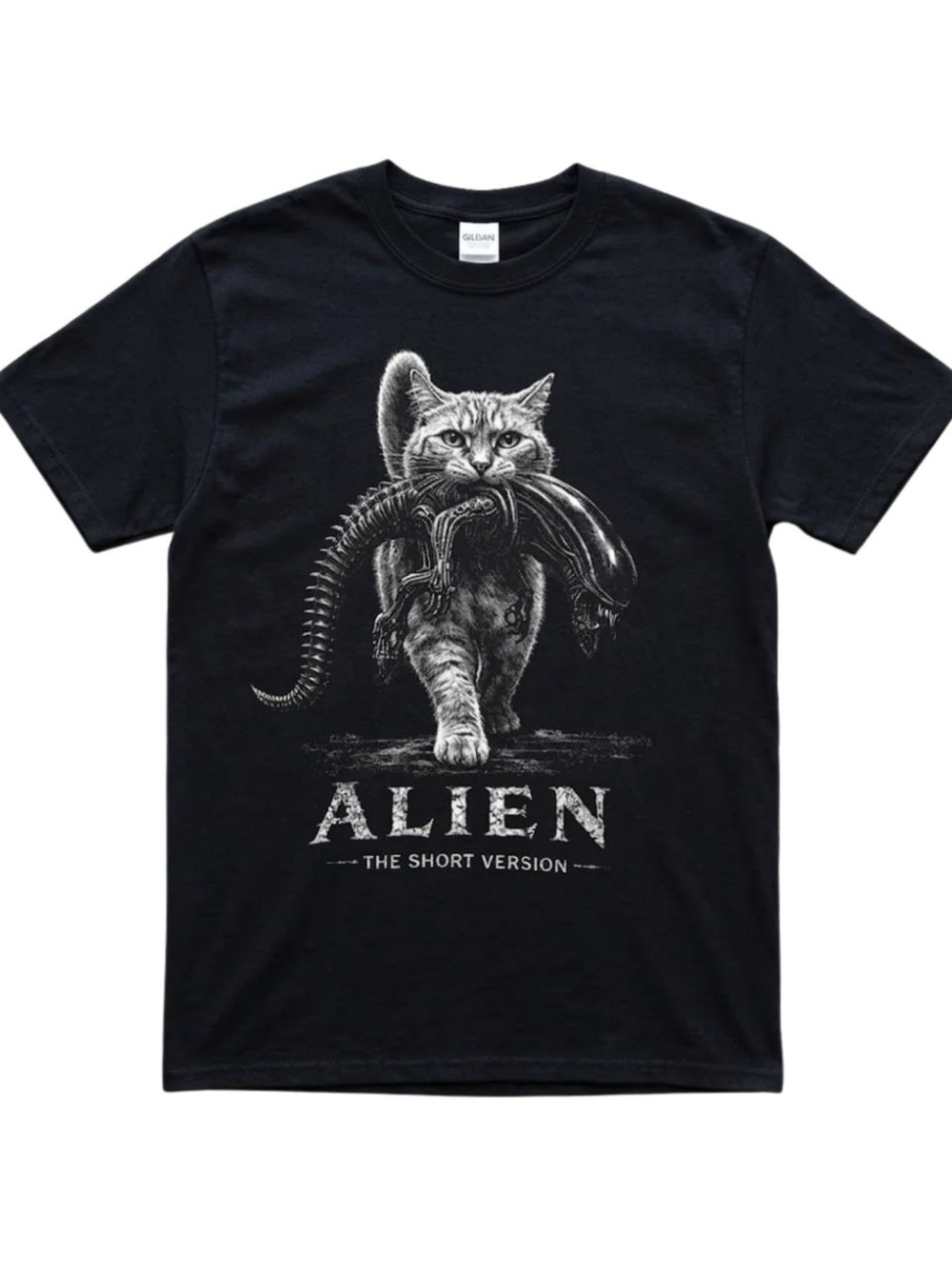 Gildan Black Cat Holding Alien Graphic Tee